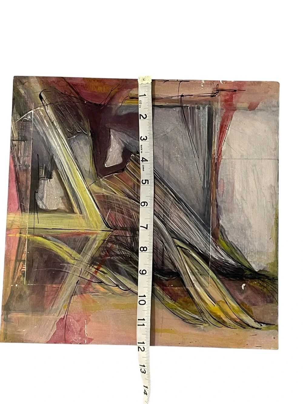 Abstract Mixed Media Painting on Wood Panel 12x12 Modern Original Wall Art